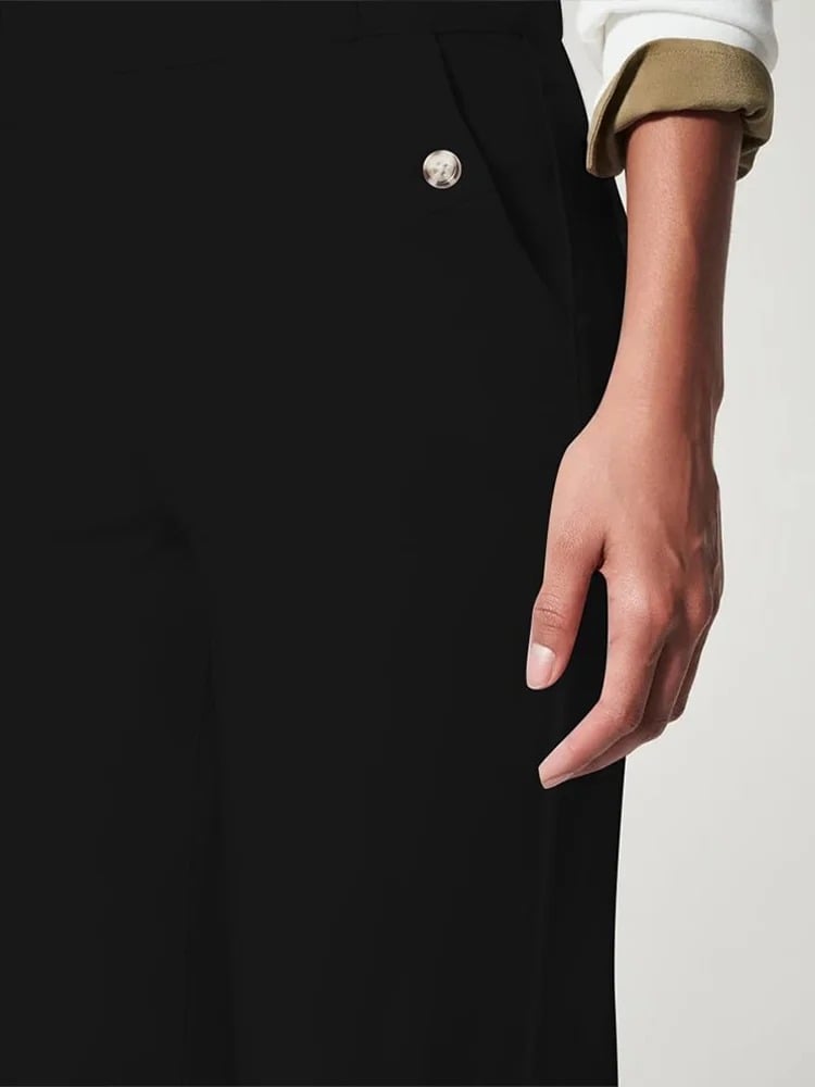 lusailstore-Tummy Control Twill Cropped Wide Leg Pant