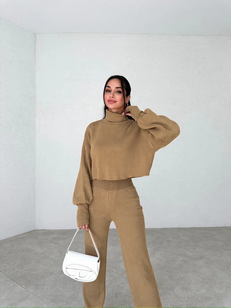lusailstore - TURTLENECK GLOVE KNIT SUIT