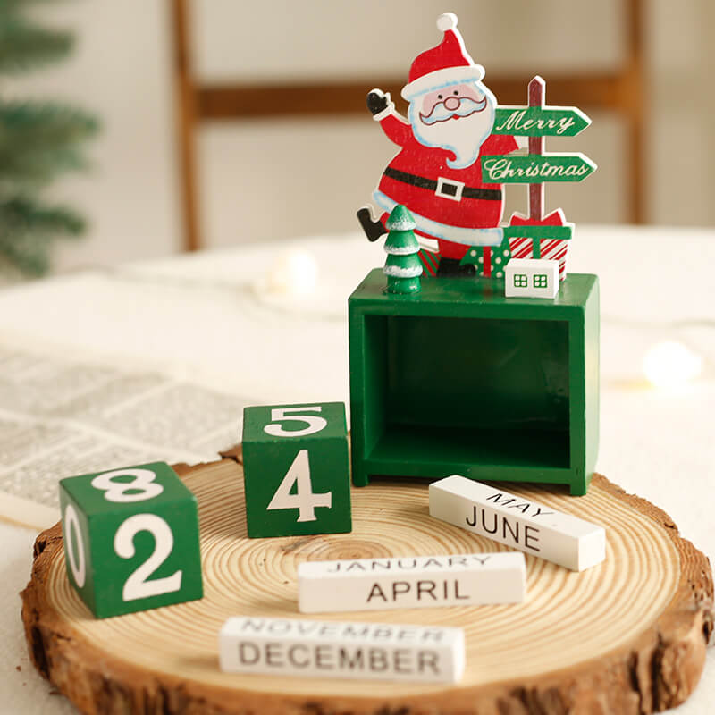 lusailstore - christmas wooden perpetual calendar decorations