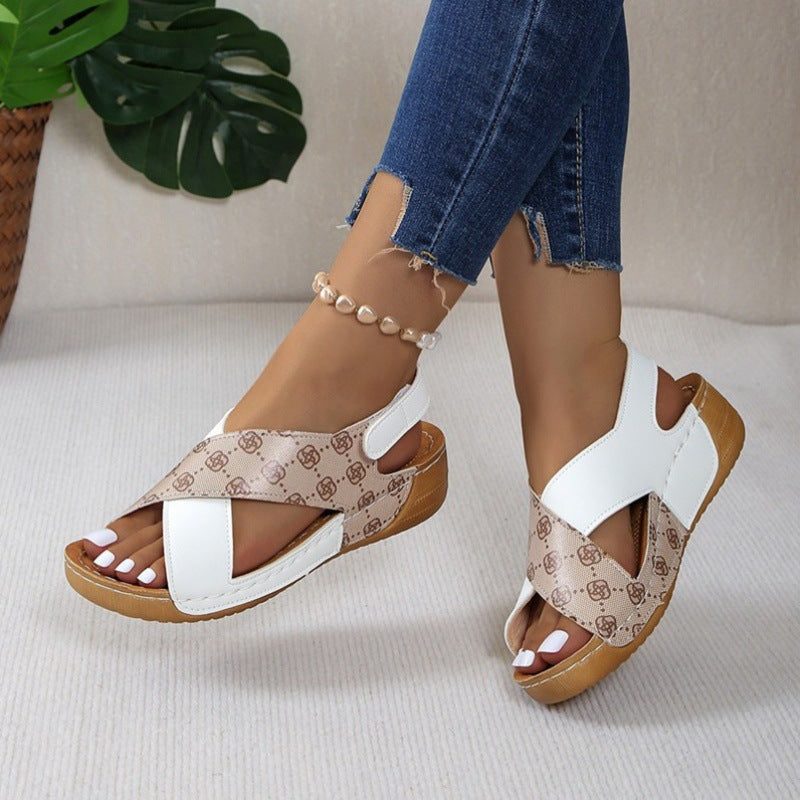 lusailstore - Women's fish mouth Velcro sandals