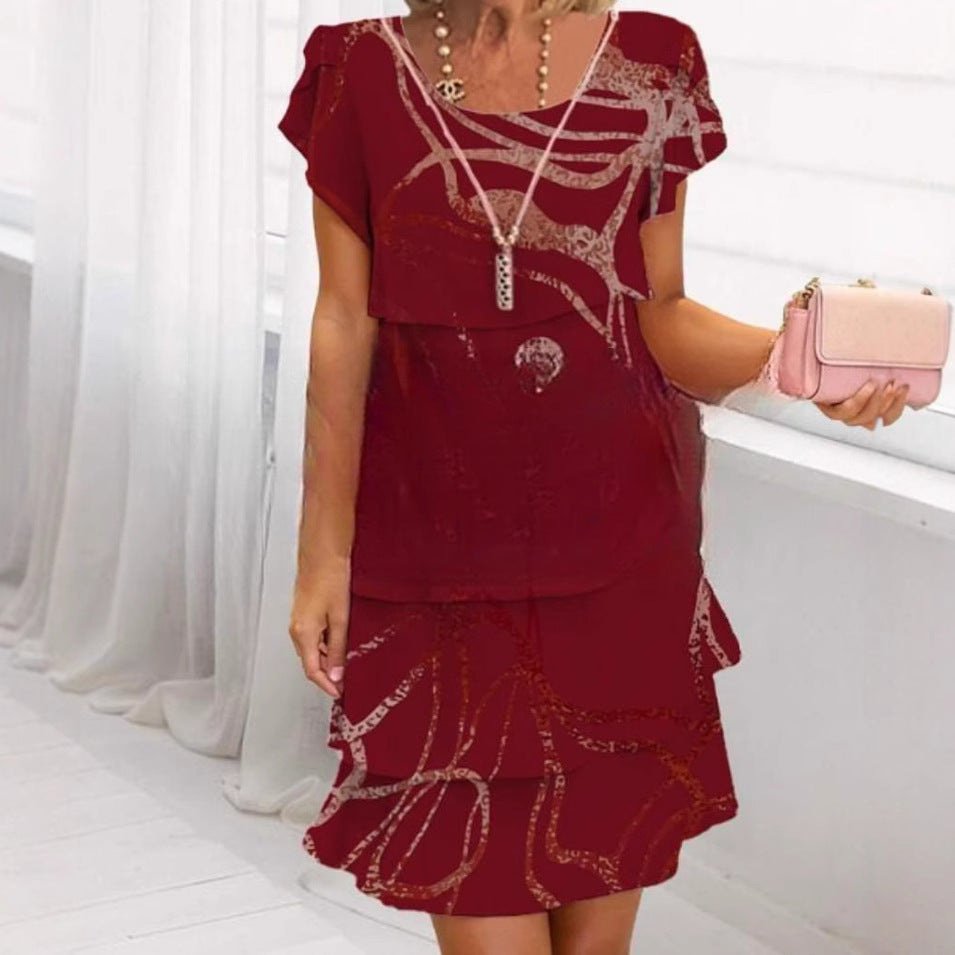 lusailstore - Multi-floral print layered dress