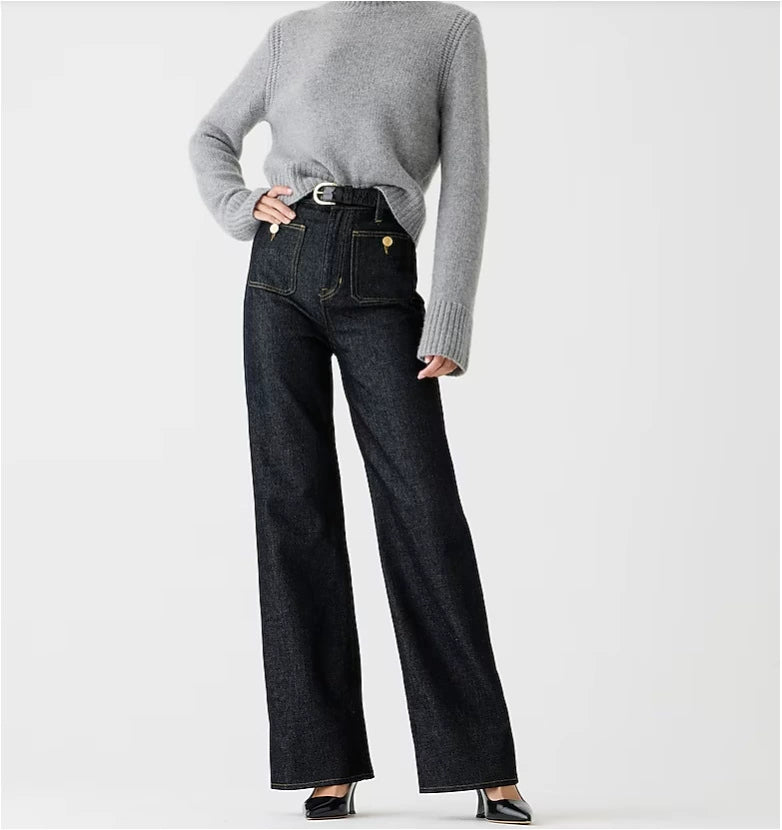 lusailstore - Wide-leg sailor jeans with tummy control