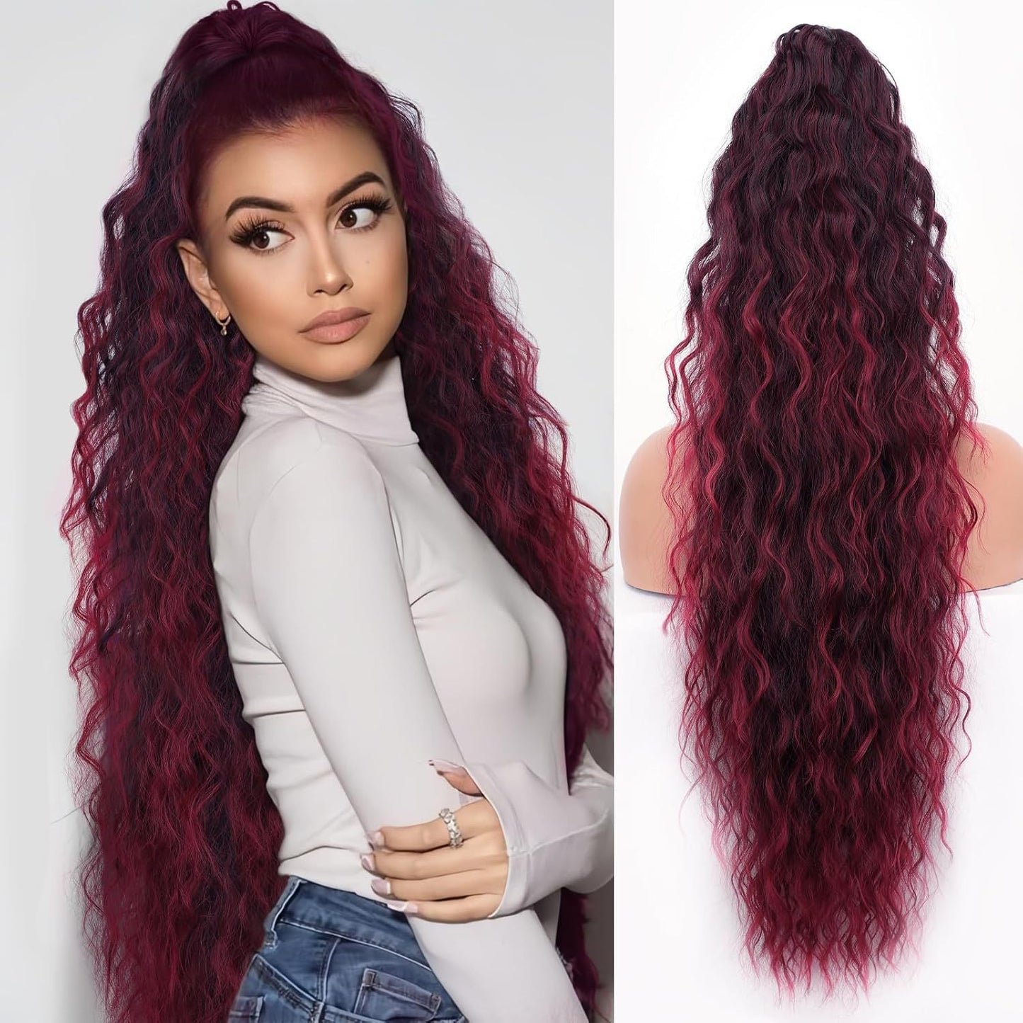 lusailstore - Women's ponytail long curly hair bundle