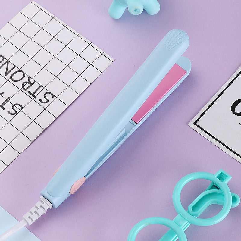 Mini Small Hair Straightener Curling Iron(Blue)