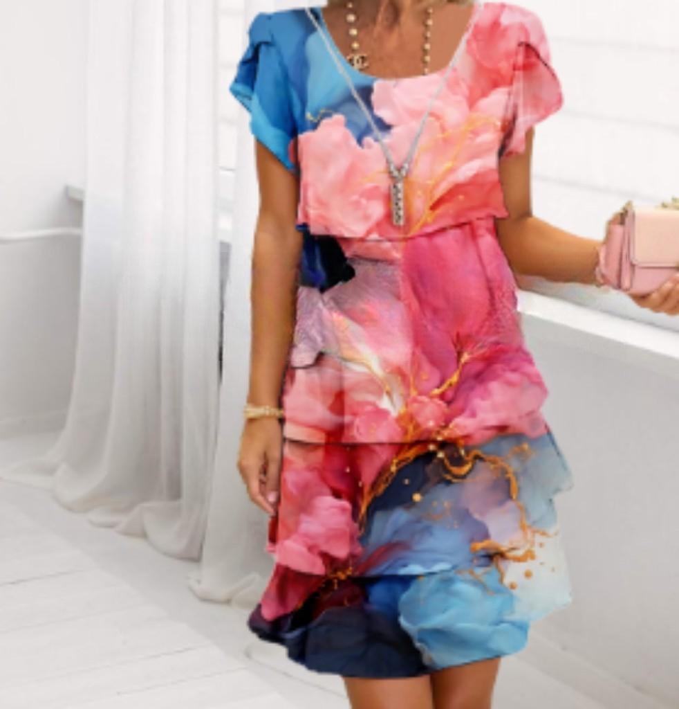 lusailstore - Multi-floral print layered dress
