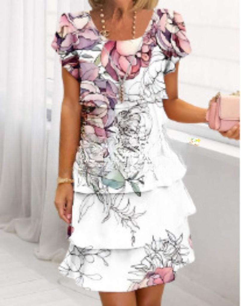 lusailstore - Multi-floral print layered dress