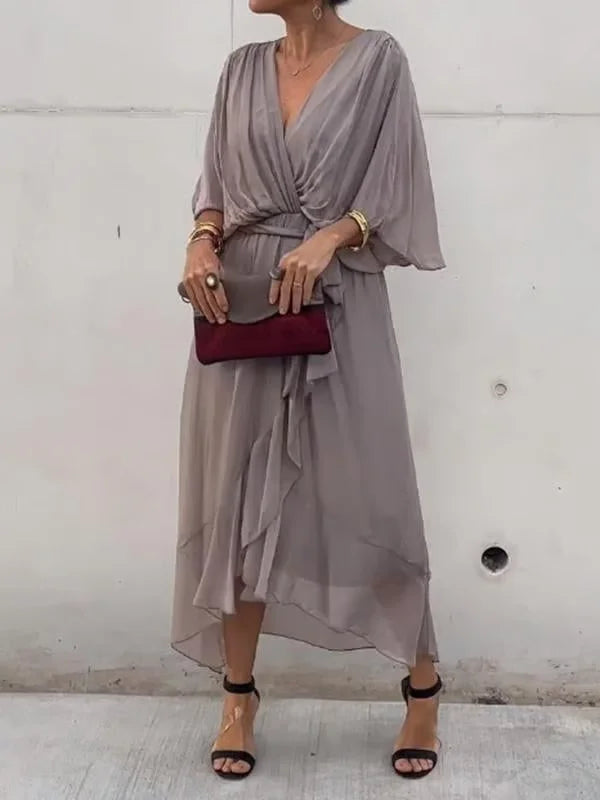 lusailstore - womens irregular bat sleeve dresses