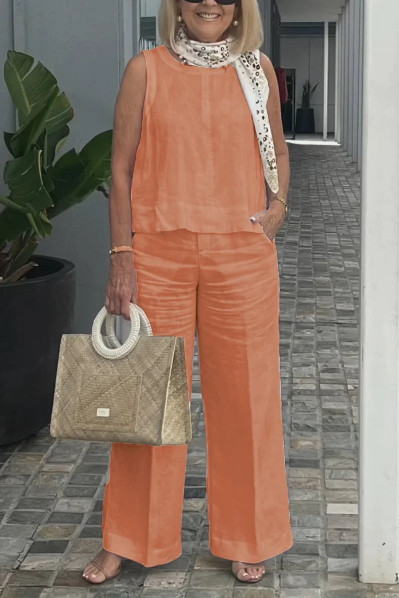 lusailstore - Cotton and linen sleeveless suit