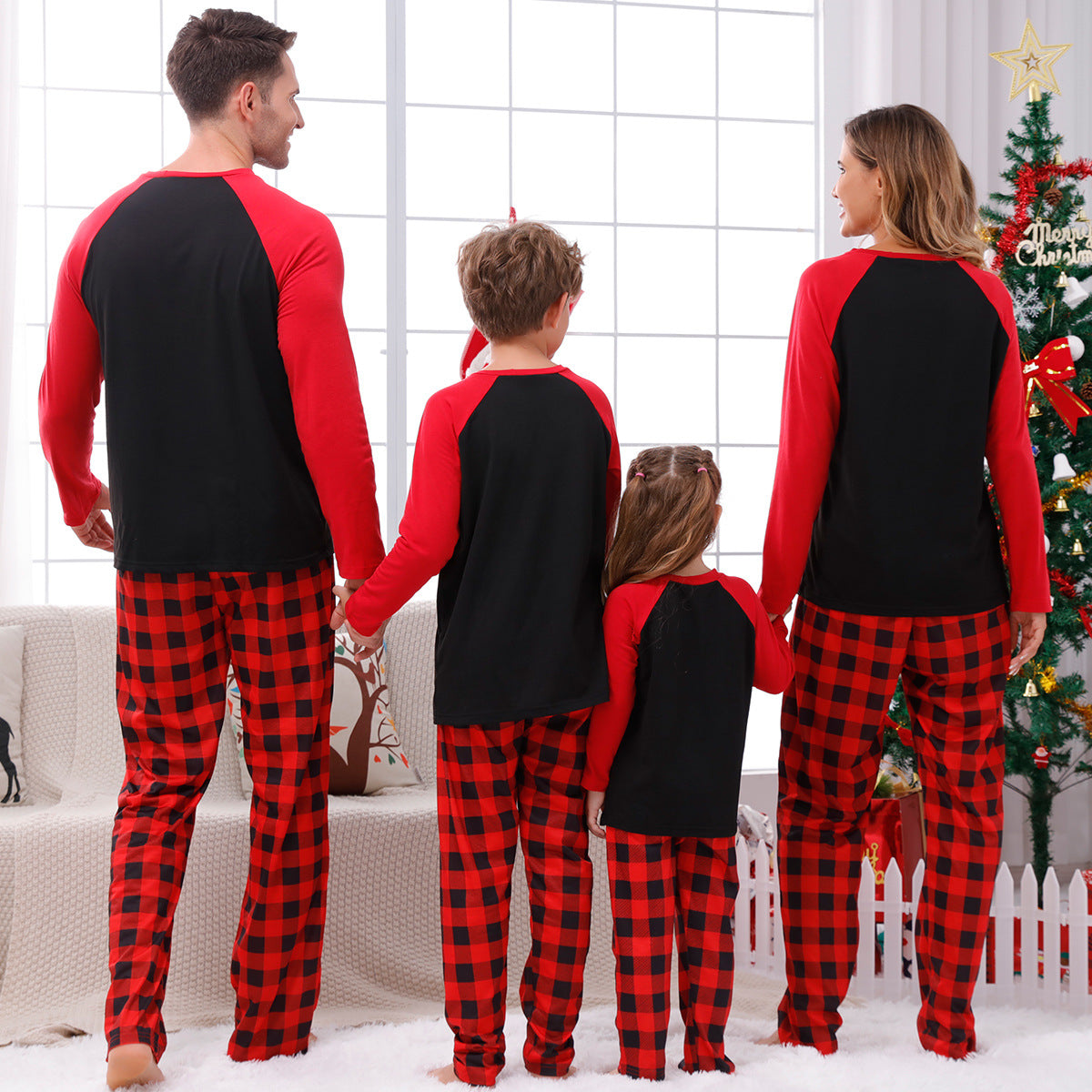 lusailstore -Christmas Elements Print Family Pajama Sets