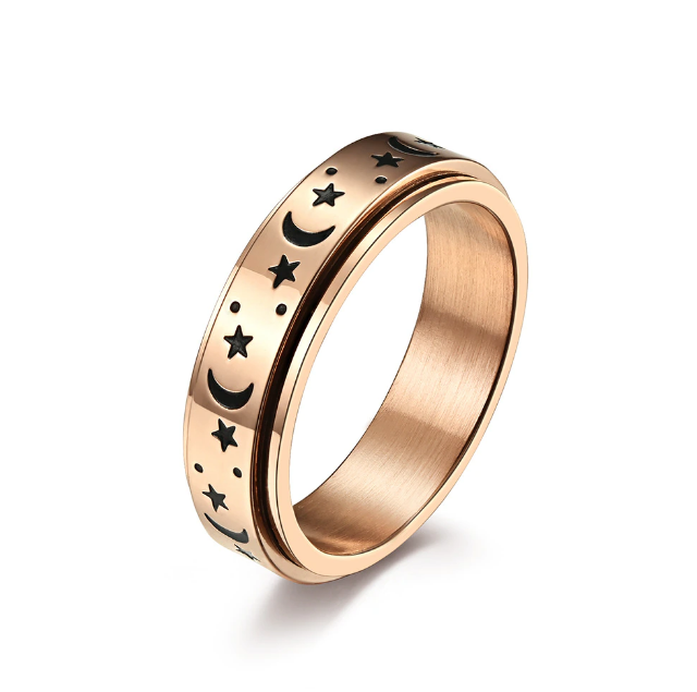 lusailstore - Moon and Stars Rotating Ring
