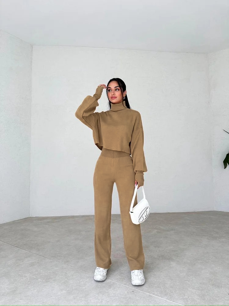 lusailstore - TURTLENECK GLOVE KNIT SUIT