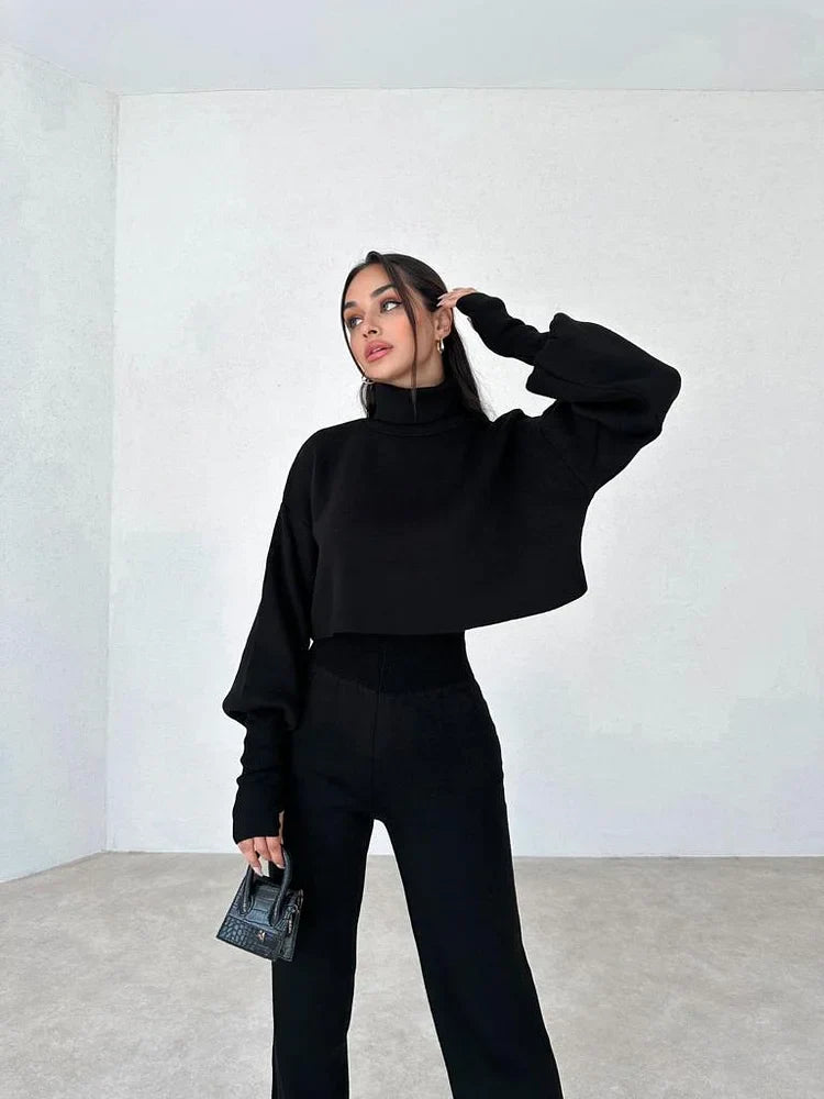 lusailstore - TURTLENECK GLOVE KNIT SUIT