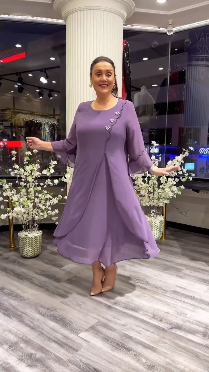 lusailstore - Women's chiffon solid color loose dress