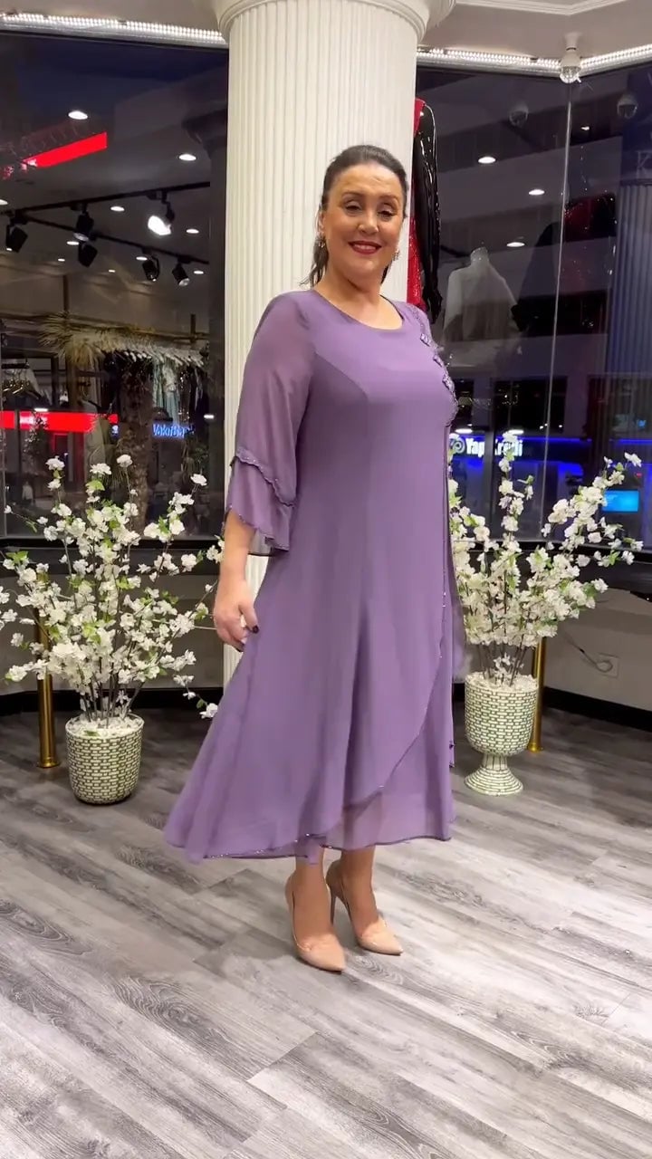 lusailstore - Women's chiffon solid color loose dress