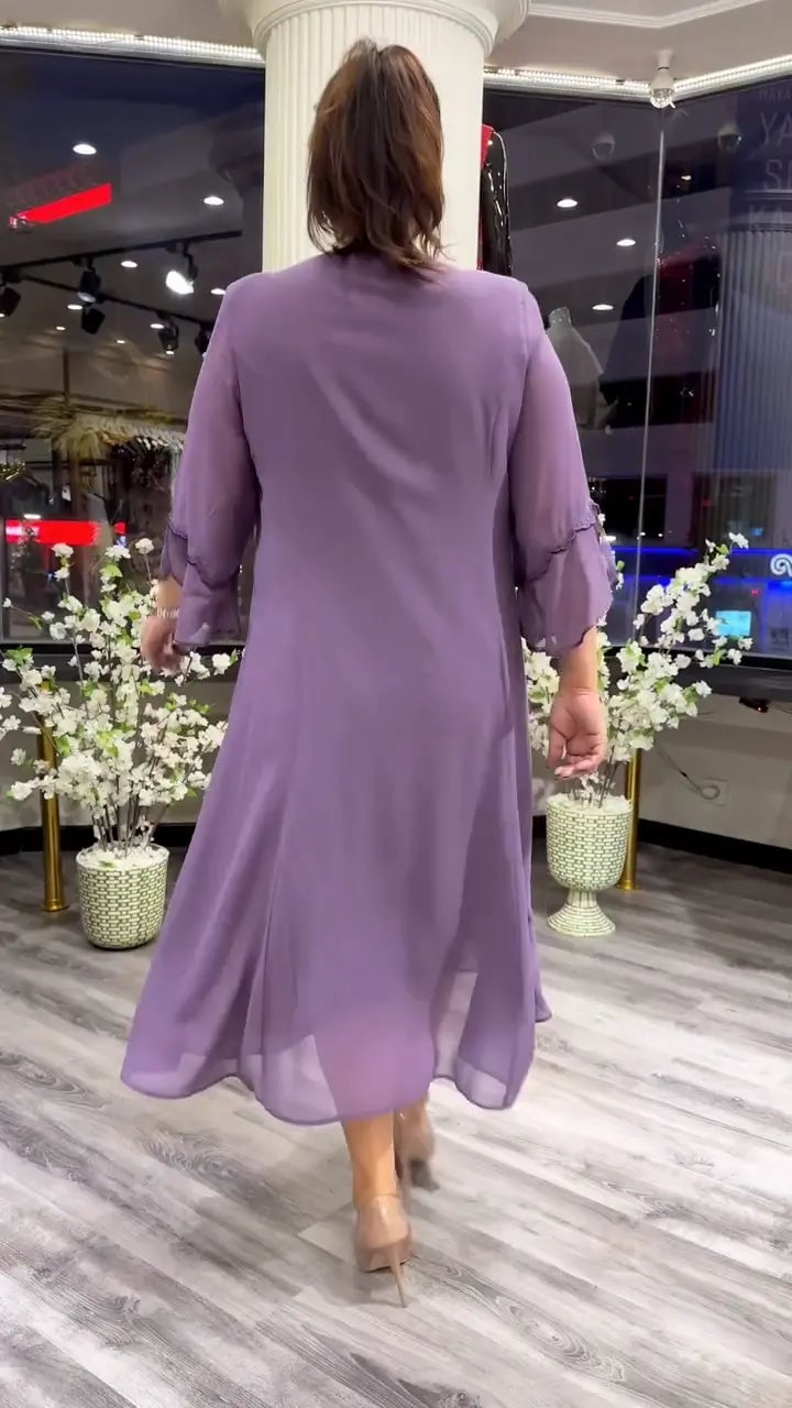 lusailstore - Women's chiffon solid color loose dress