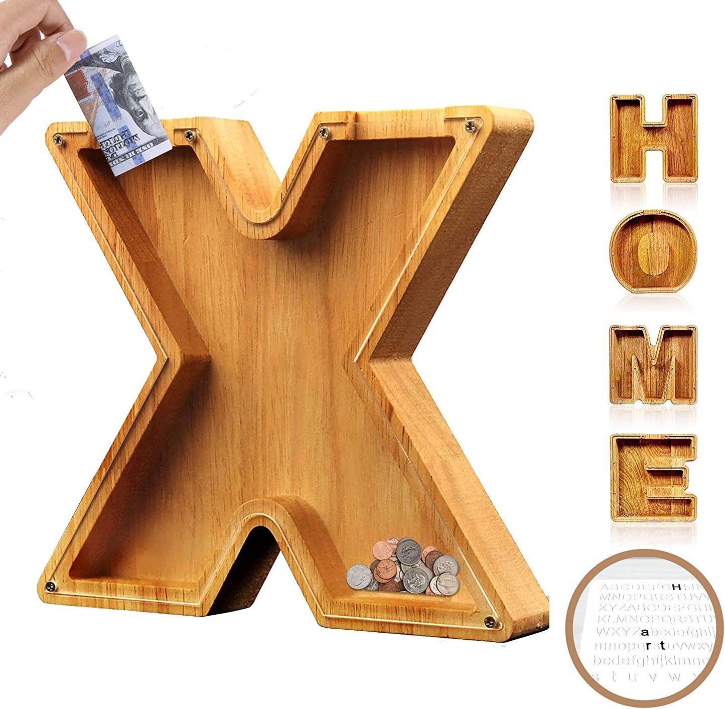 lusailstore - wooden letter piggy banks