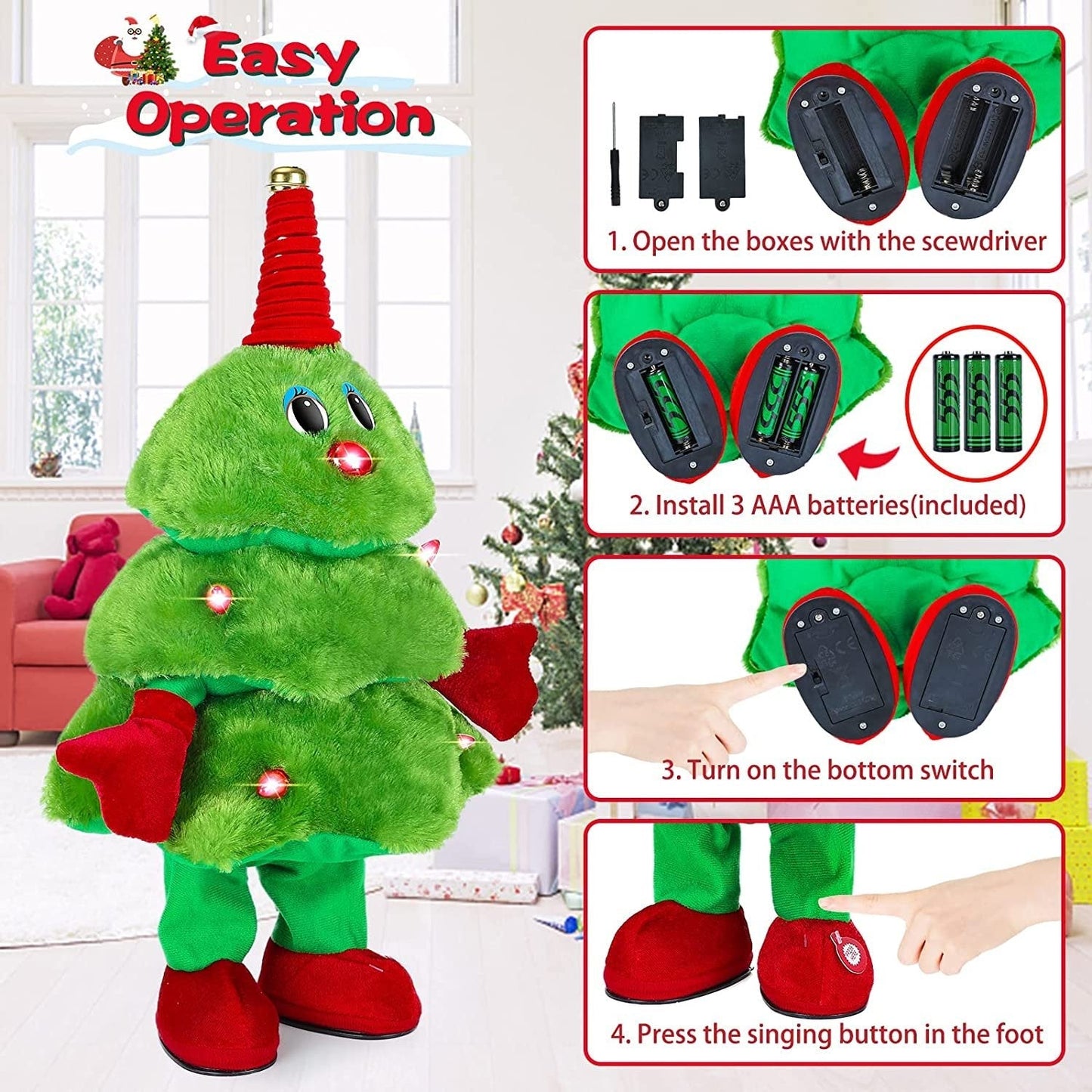 lusailstore - Sing and Dance Rock Christmas Tree Toy