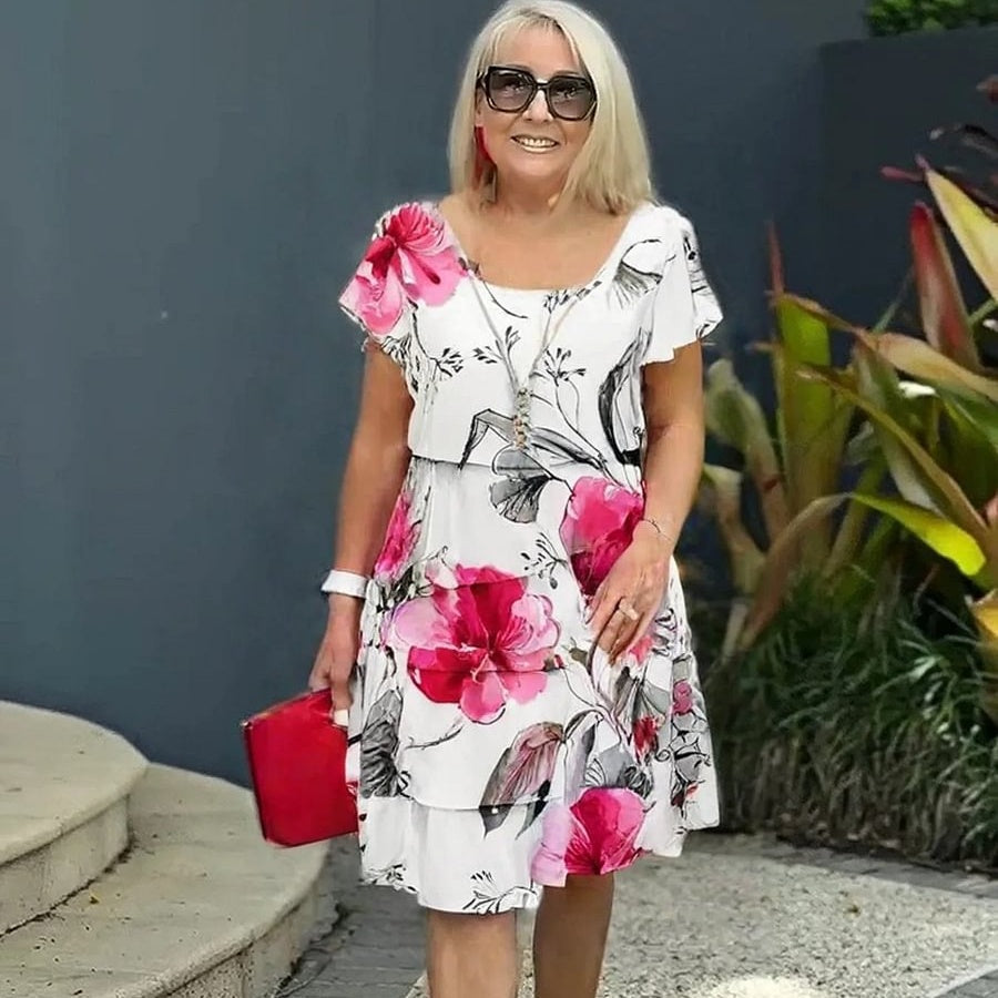 lusailstore - Multi-floral print layered dress