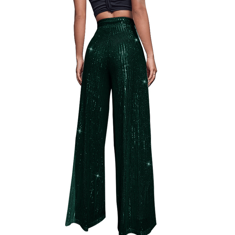 lusailstore - black sequin stretch pants