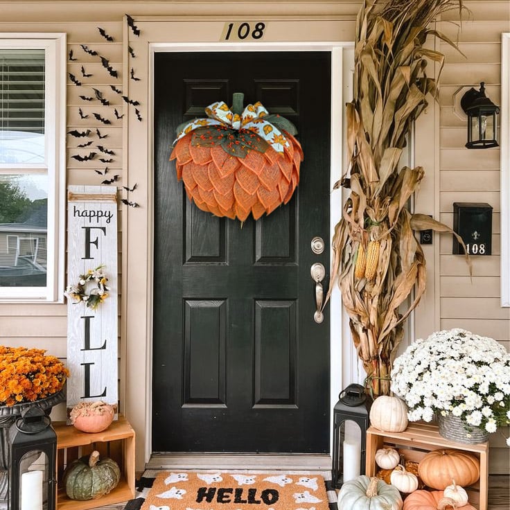 lusailstore - Farmhouse Pumpkin Wreath