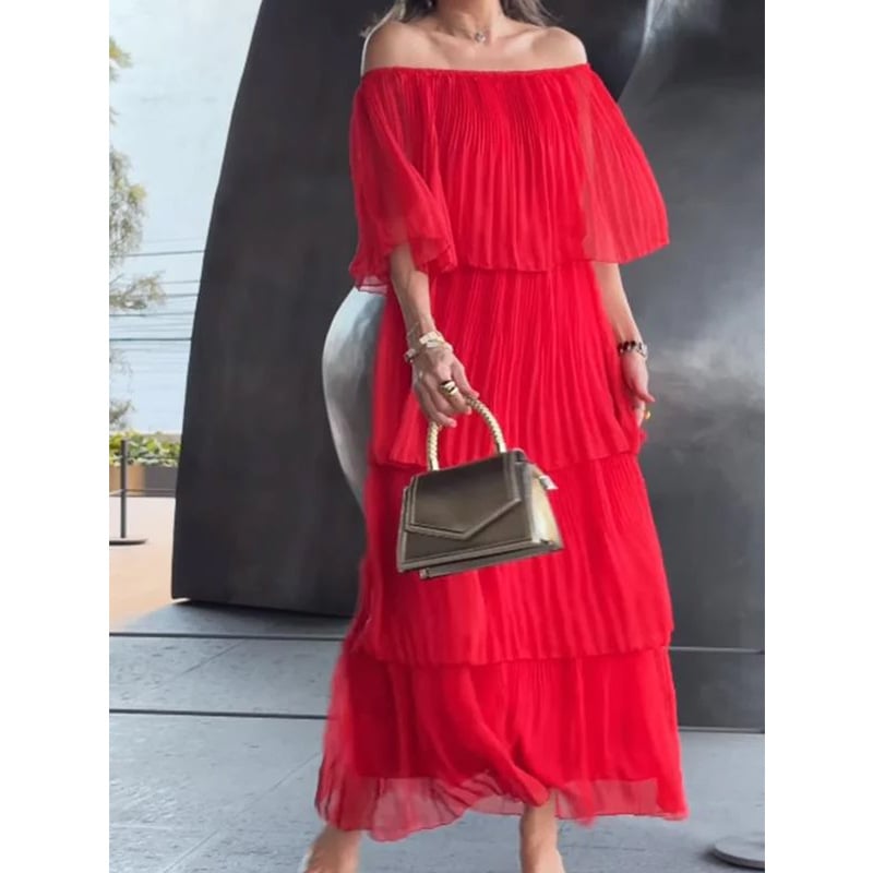 lusailstore - Chiffon cake long dress