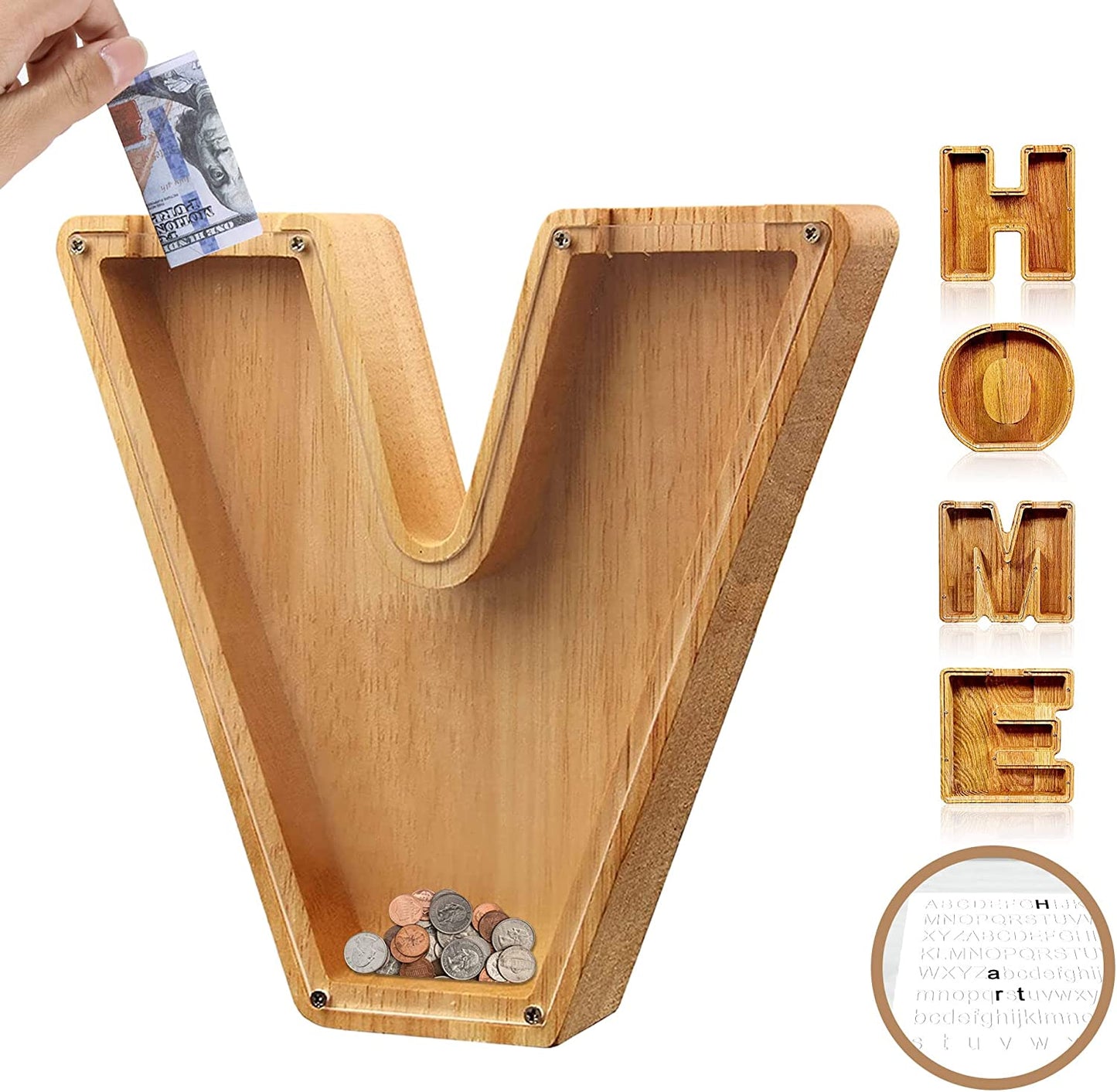 lusailstore - wooden letter piggy banks