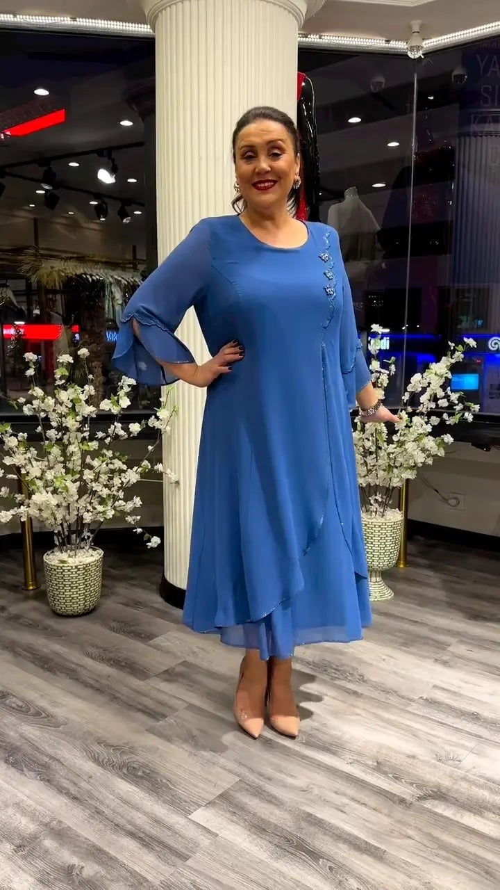 lusailstore - Women's chiffon solid color loose dress