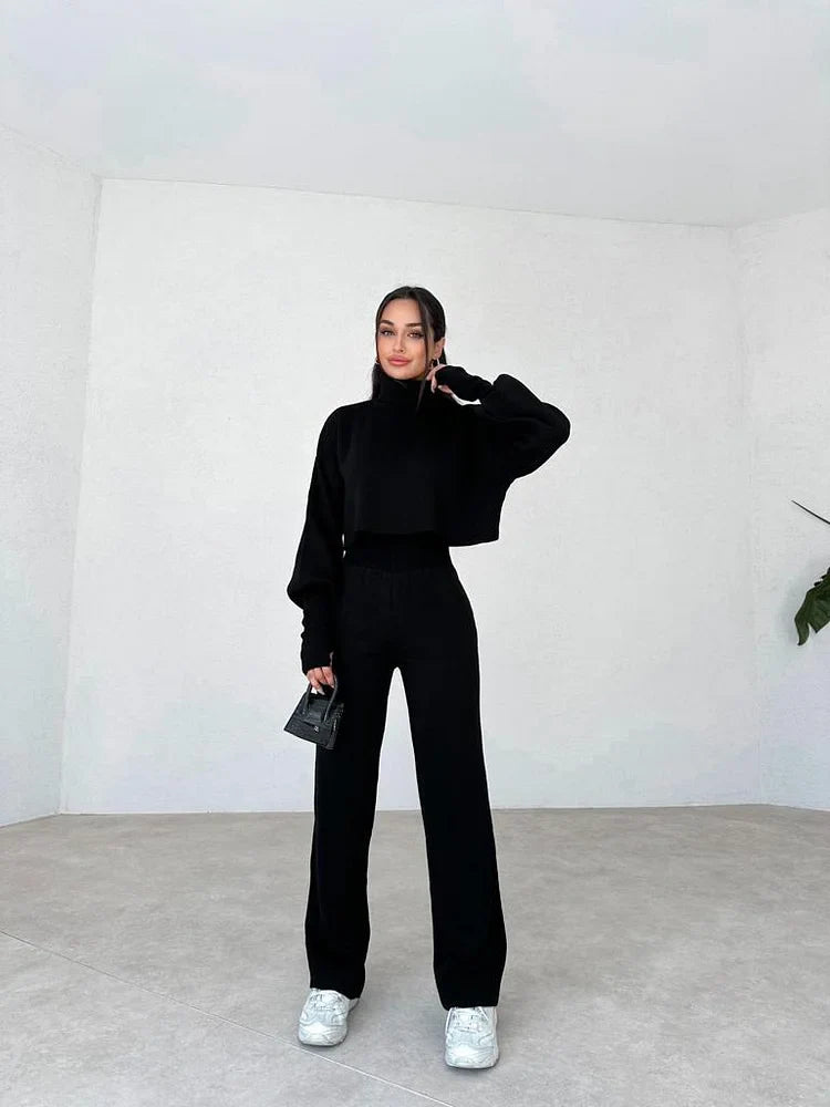 lusailstore - TURTLENECK GLOVE KNIT SUIT