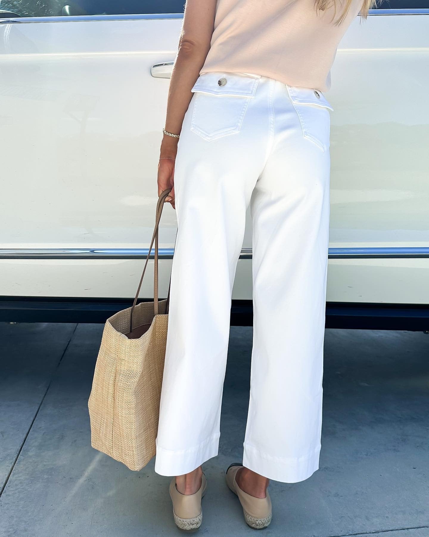 lusailstore-Tummy Control Twill Cropped Wide Leg Pant