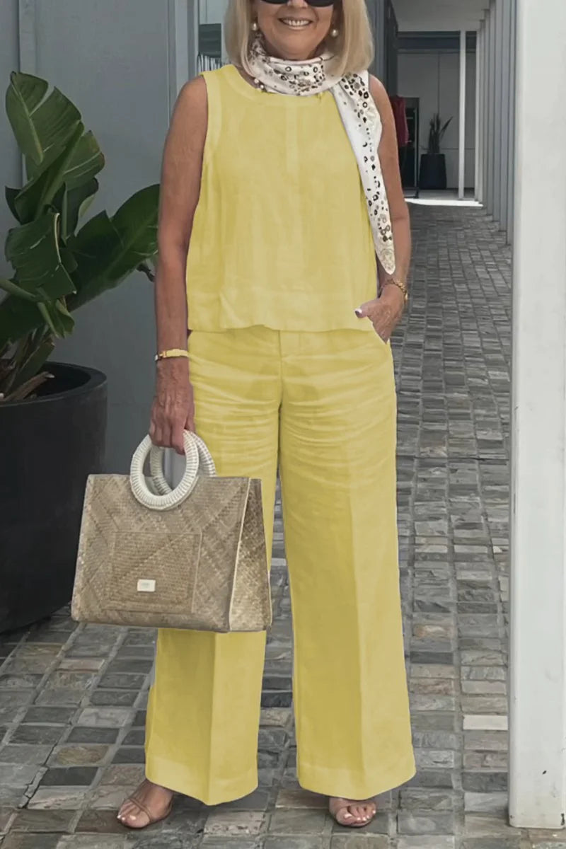 lusailstore - Cotton and linen sleeveless suit
