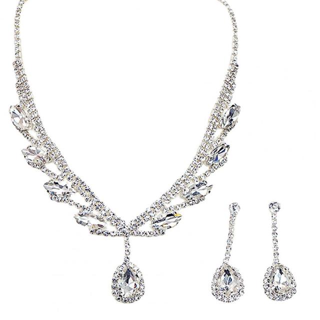 lusailstore - Bridal teardrop-shaped rhinestone jewelry