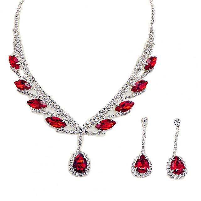 lusailstore - Bridal teardrop-shaped rhinestone jewelry