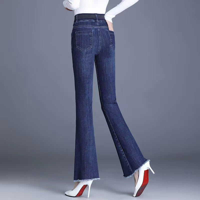 lusailstore- High Waisted Stretch Elastic Jeans