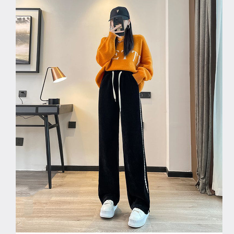 lusailstore - Women’s Chenille Fabric Wide-Legged Pants