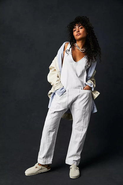 lusailstore- Denim Jumpsuit With Pockets