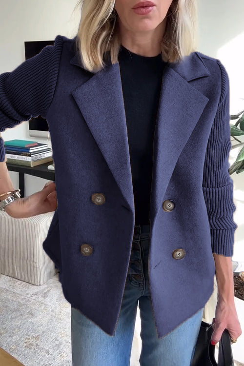 lusailstore - CONTEMPORARY KNIT-SLEEVE SUIT BLAZER