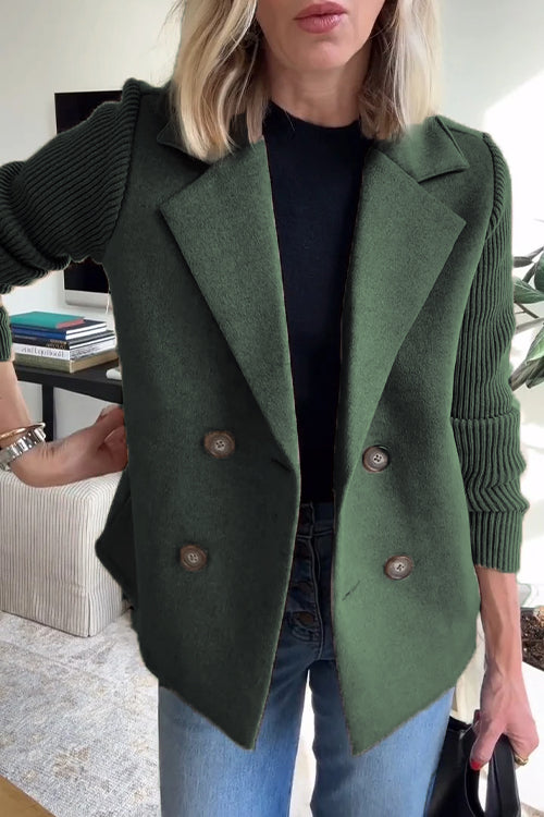 lusailstore - CONTEMPORARY KNIT-SLEEVE SUIT BLAZER