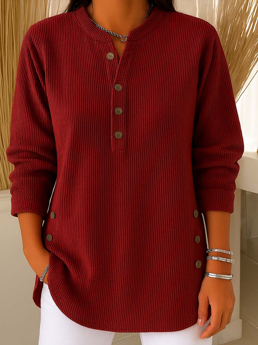 lusailstore -  Women's Solid Color Crew Neck Long Sleeve Casual Loose Knit Pullover