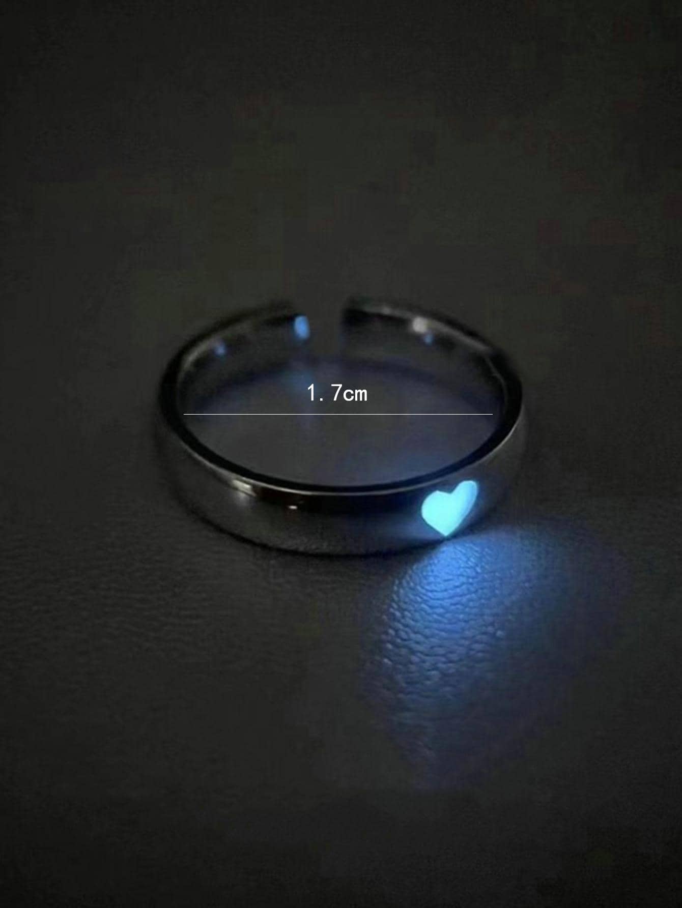 lusailstore - Glow in Dark Matching Hearts Couple Rings Set