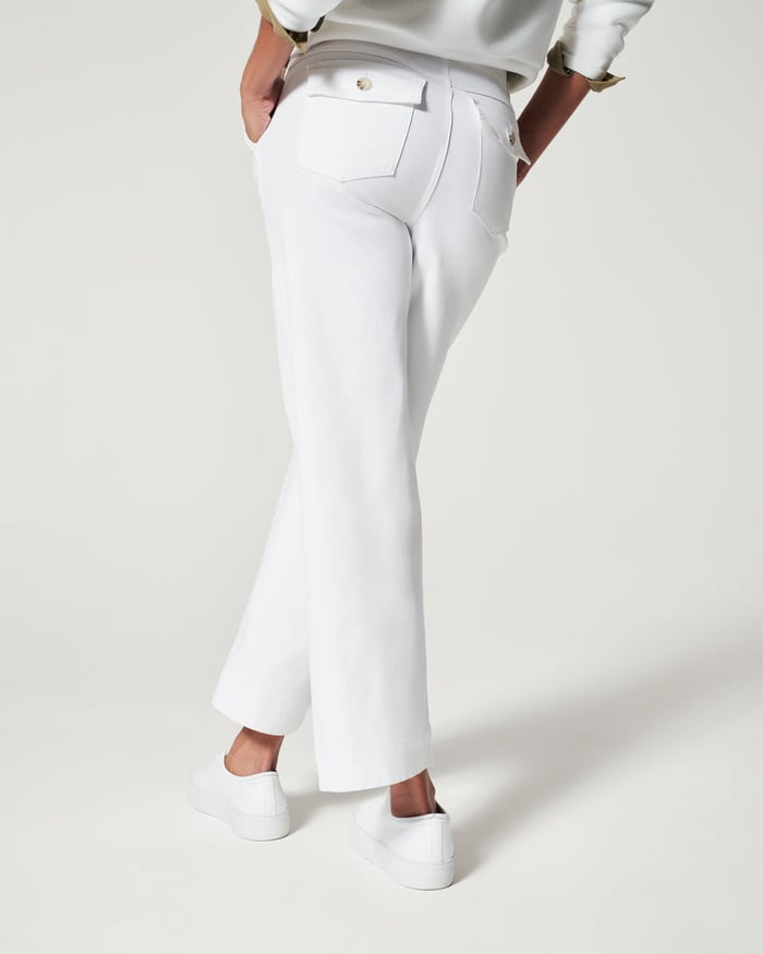 lusailstore - Stretch Twill Cropped Wide Leg Pants