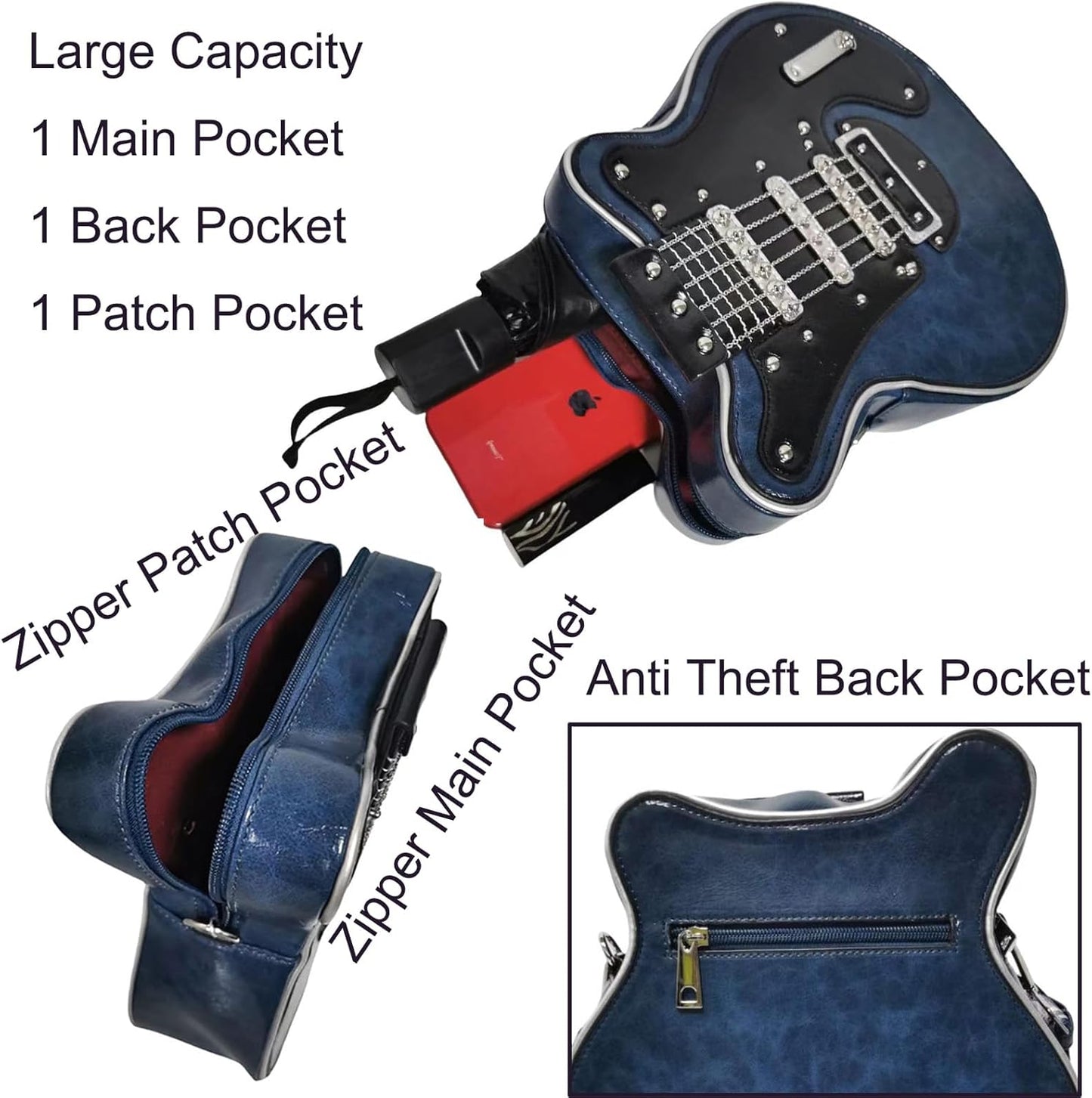 lusailstore - Guitar Shaped Crossbody Shoulder Bag