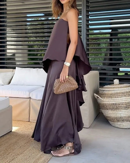 lusailstore -  Elegant sleeveless tube-top dress