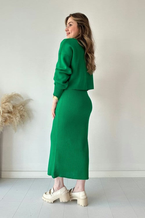 lusailstore - Short Sweater Knit Dress Set