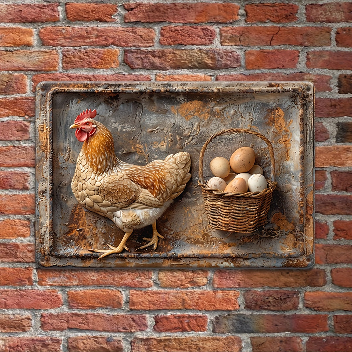 lusailstore - Chicken and fresh eggs metal sign