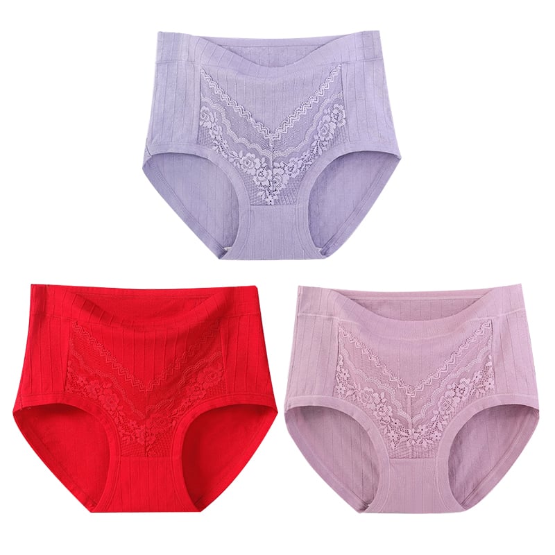 Buy 2 Get 1 Free (3 pcs)🎁Plus Size Lace Cotton Panties