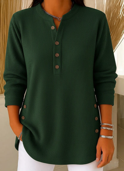 lusailstore -  Women's Solid Color Crew Neck Long Sleeve Casual Loose Knit Pullover