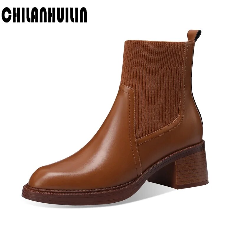 lusailstore- British style stretch slim fit sock boots