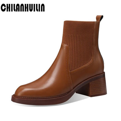 lusailstore- British style stretch slim fit sock boots