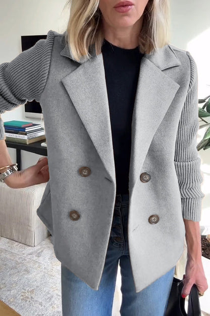 lusailstore - CONTEMPORARY KNIT-SLEEVE SUIT BLAZER