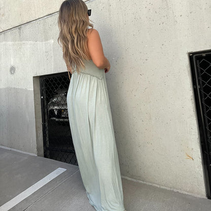 lusailstore- Slit Casual Simple Loose Maxi Long Dress